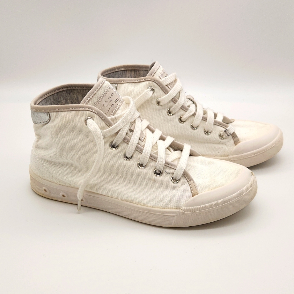 rag & bone White Canvas High Top Sneaker size 37.5 (7)